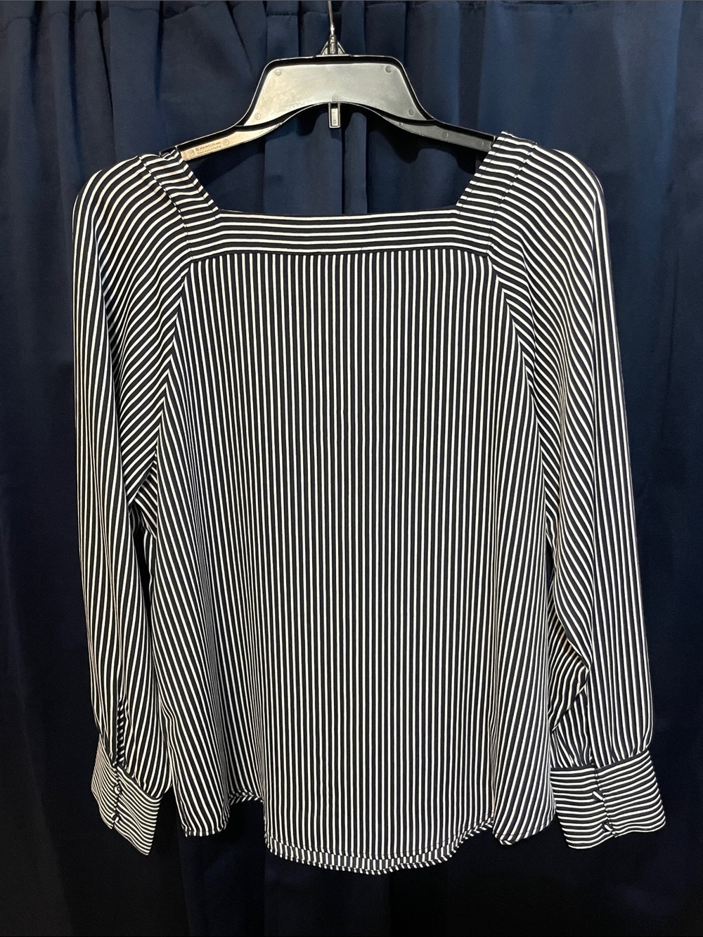 Ann Taylor Factory Black & White Striped Square-Neck Blouse - Picture 3 of 3